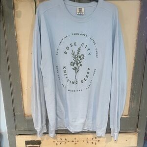 Rose City Knitting Derby Light Blue Graphic Sweatshirt